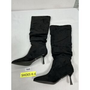 Womans New Teaieui Slouchy Pull On Knee High Stiletto Boots Size 9 Black